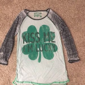 St. Patrick’s Day kiss me I’m lucky baseball shirt